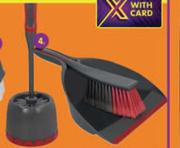 TPR Iron Dustpan & Brush Set/Toilet Brush Set Red & Grey-Each
