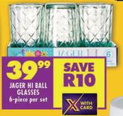 Jager Hi Ball Glasses 6 Piece-Per Set