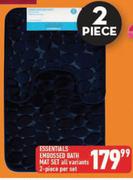 Essentials Embossed Bath Mat Set 2 Piece All Variants-Per Set