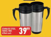 Stainless Steel 420ml Travel Mug-Each
