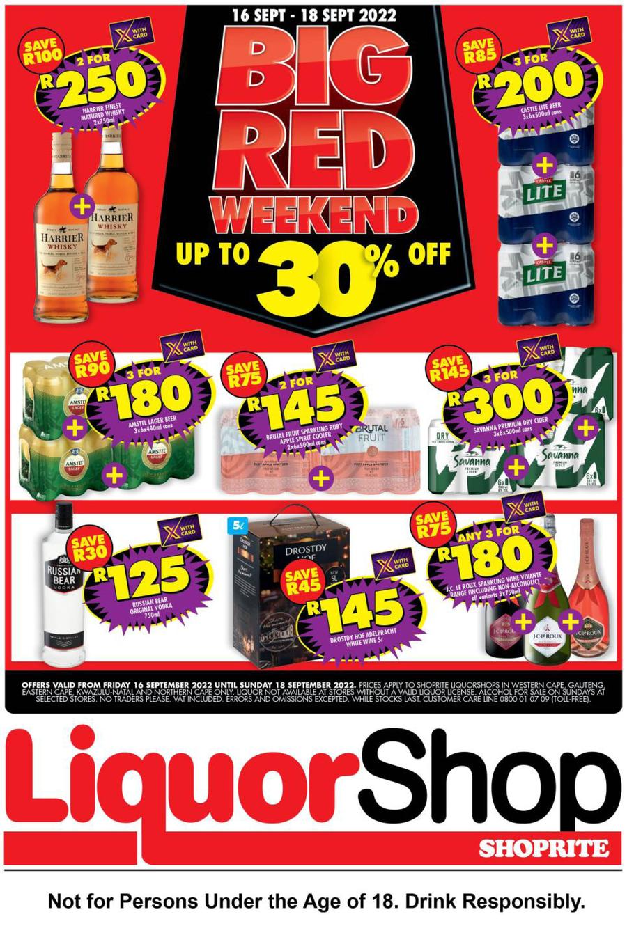 Shoprite Liquor Western Cape Big Red Weekend (16 September 18 September 2022) — m.guzzle.co.za