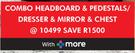 Andrea Combo Headboard & Pedestals/Dresser & Mirror & Chest