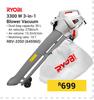 Ryobi 3300W 3 In 1 Blower Vacuum RBV-3350 645960