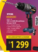 Ryobi 18V Li-Ion Brushless Driver Drill XBID-18