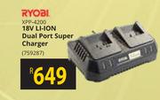 Ryobi 18V Li-Ion Dual Port Super Charger XPP-4200