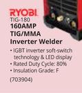 Ryobi 160Amp TIG/MMA Inverter Welder TIG-180