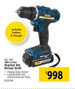 Ryobi 18V Li-Ion Starter Kit Driver Drill XD-180