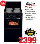 Univa 53Ltr 4 Plate Electric Stove