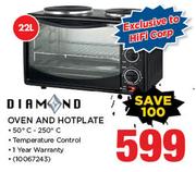 Diamond 22Ltr Oven And Hotplate