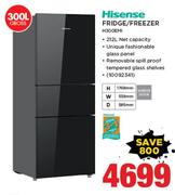 Hisense 300Ltr Fridge/Freezer In Mirror Black H300BME