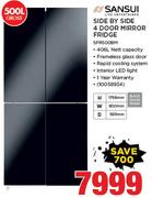 Sansui 500Ltr Side By Side 4 Door Mirror Fridge In Black