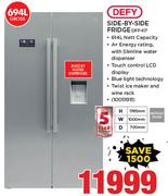Defy 694Ltr Side By Side Fridge With Water Dispenser In Metallic Finish DFF417