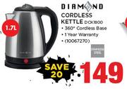 Diamond 1.7Ltr Cordless Kettle In Stainless Steel