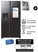 Samsung 594L Bespoke AI Side By Side 21.5" Family Hub Screen Plumbed Black RS90F64A2FFA
