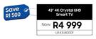 Samsung 43" 4K Crystal UHD Smart TV UA43U8000F