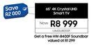 Samsung 65" 4K Crystal UHD Smart TV UA65U8000F Get A Free Soundbar HW-B400F