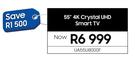 Samsung 55" 4K Crystal UHD Smart TV UA55U8000F