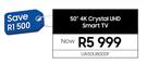 Samsung 50" 4K Crystal UHD Smart TV UA50U8000F