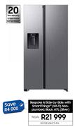 Samsung 617L Bespoke AI Side By Side With Smart Things WiFi Non Plumbed Silver RS70F65K2T/FA