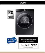 Samsung 9Kg AI Dryer With Heat Pump Technology DV90T6240LB/FA