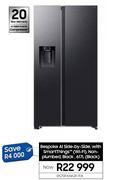 Samsung 617L Bespoke AI Side By Side With Smart Things WiFi Non Plumbed Black RS70F65K2F/FA