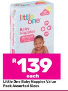 Little One Baby Nappies Value Pack Assorted Sizes-Each