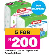 Econo Disposable Diapers Assorted Sizes-20s
