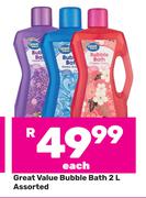 Great Value Bubble Bath Assorted-2L