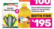 Econo Maize Meal Super 5Kg Plus Great Value Sunflower Oil 5L-For Both