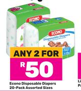 Econo Disposable Diapers 20 Pack Assorted Sizez-For Any 2