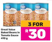 Great Value Baked Beans In Tomato Sauce-For 3 x 410g