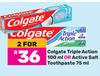 Colagte Triple Action 100ml Or Active Salt Toothpaste 75ml-For 2 
