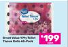 Great Value 1 Ply Toilet Tissue Rolls 48 Pack