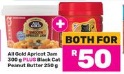 All Gold Apricot Jam 300g Plus Black Cat Peanut Butter 250g-Both For