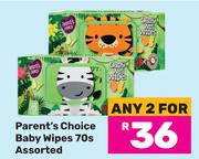 Parent's Choice Baby Wipes Assorted-For Any 2 x 70s