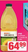 Spar Sunflower Or Canola Oil-2Ltr Each