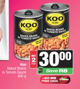 Koo Baked Beans In Tomato Sauce-For 2 x 400g