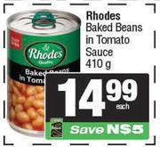 Rhodes Baked Beans In Tomato Sauce-410g Each