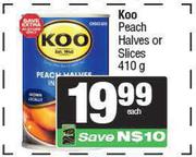 Koo Peach Halves Or Slices-410g Each
