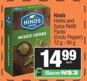Hinds Herbs & Spice Refill Packs-12g-90g