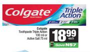 Colgate Toothpaste Triple Action 100ml Or Active Salt 75ml-Each