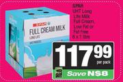 Spar UHT Long Life Milk Full Cream, Low Fat Or Fat Free-6 x 1L