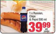1 x Russian, Chips & Pepsi 500ml-Per Combo