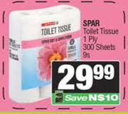 Spar Toilet Tissue 1 Ply 300 Sheets-9s