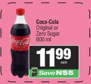 Coca Cola Original Or Zero Sugar-600ml