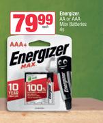 Energizer AA Or AAA Max Batteries-4's Pack Each
