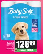 Baby Soft Toilet Rolls 2 Ply (350 Sheets)-18's Pack
