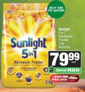 Sunlight 5 In 1 Handwash Powder 3Kg Assorted