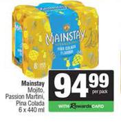 Mainstay Mojito, Passion Martini, Pina Colada-6 x 440ml Per Pack