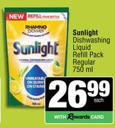 Sunlight Dishwashing Liquid Refill Pack (Regular)-750ml